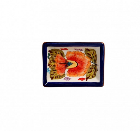 Alentejo Terracotta Rect. dipping plate - 10 cm | 4'' - Blue-white