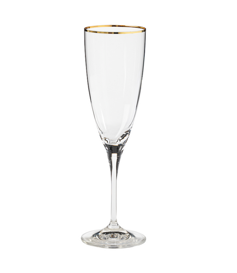 Sensa  Flute w/ golden rim - 220 ml | 8 oz. - Clear w/ golden rim