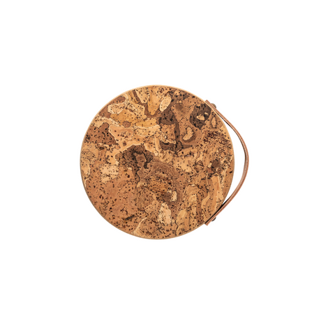 Cork trivet w/ leather handle - 20 cm | 8'' - Natural