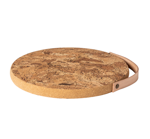 Cork trivet w/ leather handle - 25 cm | 10'' - Natural