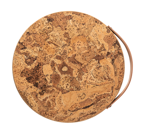 Cork trivet w/ leather handle - 30 cm | 12'' - Natural