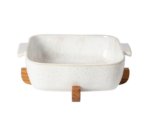 Eivissa Sq. baker w/ oak wood trivet - 32 cm | 13'' - Sand beige