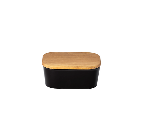 Ensemble Gift rect. butter dish w/ wood lid - 16 cm | 6'' - Black
