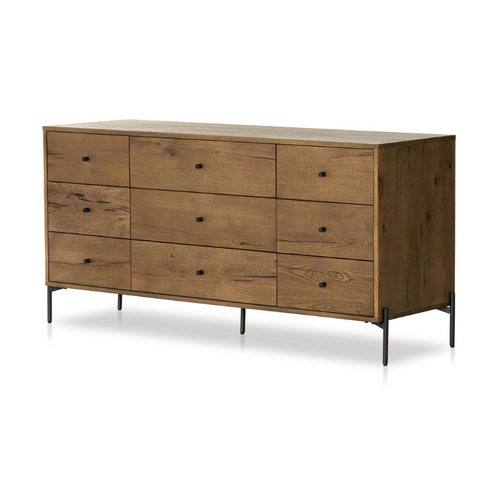 Eaton 9 Drawer Dresser - Amber Oak Resin