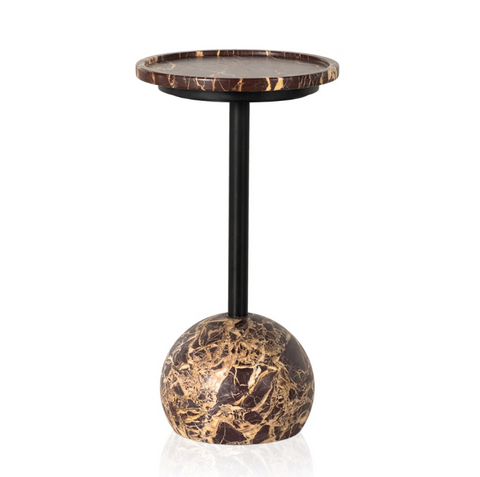 Viola Accent Table-Merlot Marble