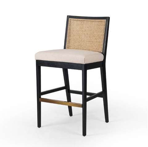 Antonia Cane Armless Bar Stool - Ebony Savile Flax