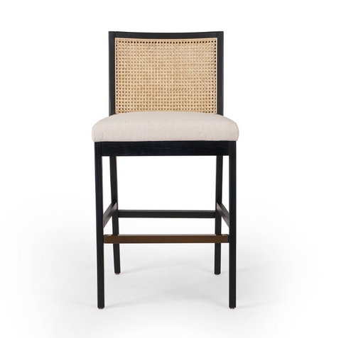 Antonia Cane Armless Bar Stool - Ebony Savile Flax