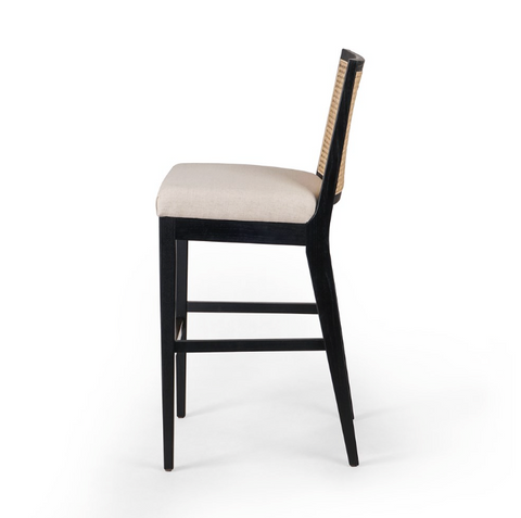 Antonia Cane Armless Bar Stool - Ebony Savile Flax