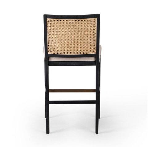 Antonia Cane Armless Bar Stool - Ebony Savile Flax