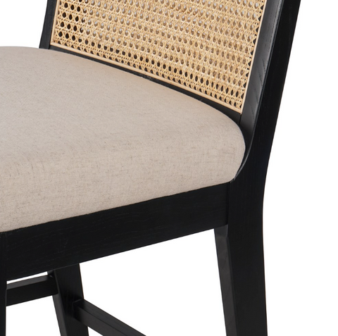 Antonia Cane Armless Bar Stool - Ebony Savile Flax