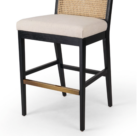 Antonia Cane Armless Bar Stool - Ebony Savile Flax