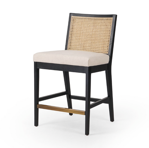 Antonia Cane Armless Counter Stool - Ebony Savile Flax