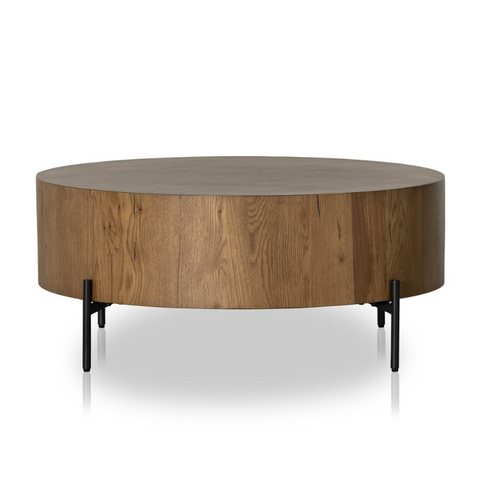 Eaton Drum Coffee Table- Amber Oak Resin