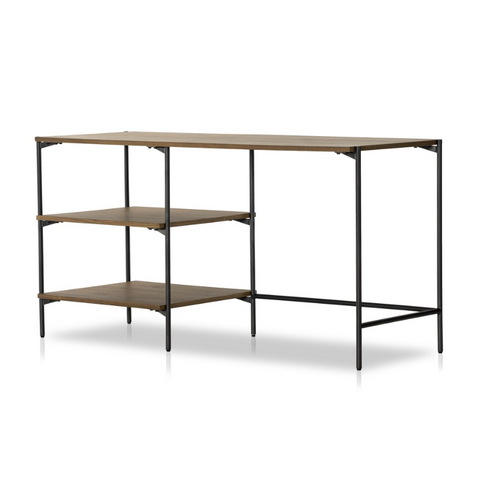 Eaton Modular Desk w/ Shelves-Amber Oak Resin