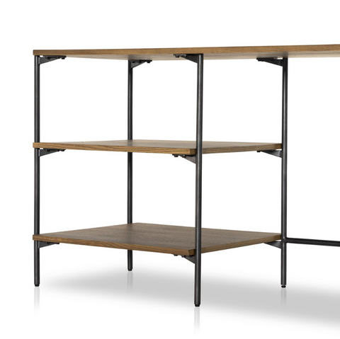 Eaton Modular Desk w/ Shelves-Amber Oak Resin