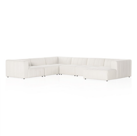 Langham Channeled 6Pc RAF ChaiseSectional - Fayette Cloud