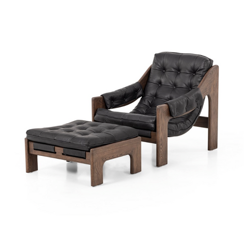 Halston Chair w/ Ottoman - Heirloom Black
