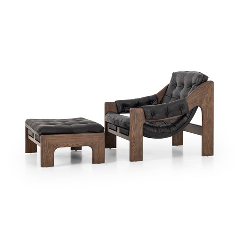 Halston Chair w/ Ottoman - Heirloom Black