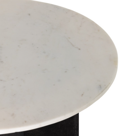 Terrell Round End Table- Polished White