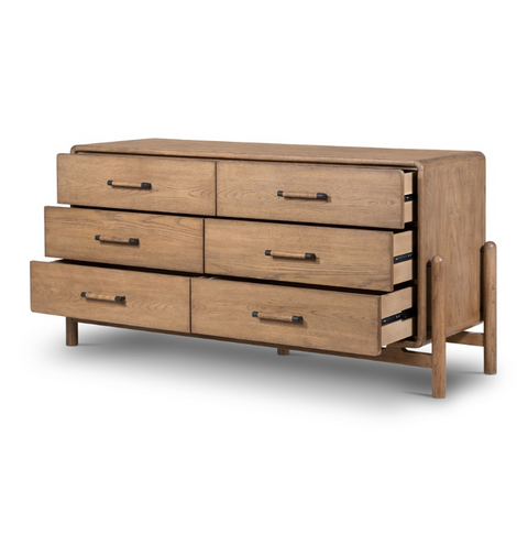 Caroline 6 Drawer Dresser - Smoked Oak