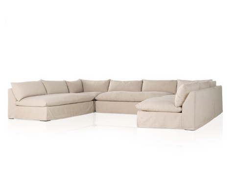 Grant Slipcover 5Pc Sectional 154"- Antwerp Natural