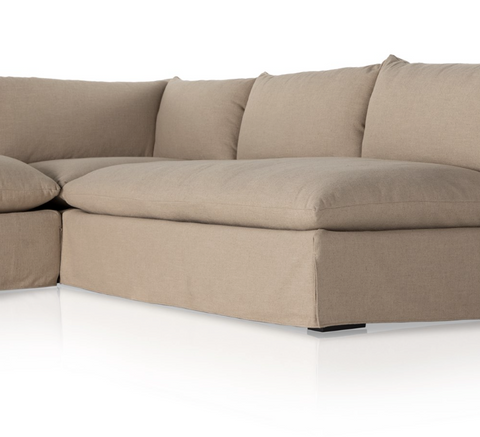 Grant Slipcover 3Pc Sectional 114"- Antwerp Taupe