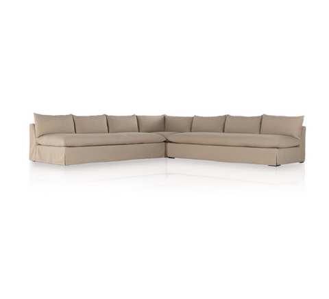 Grant Slipcover 3Pc Sectional 134"- Antwerp Taupe