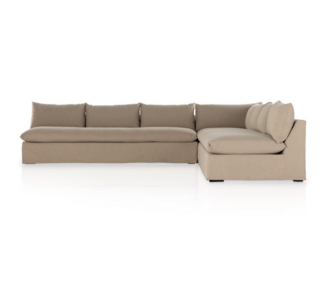 Grant Slipcover 3Pc Sectional 134"- Antwerp Taupe