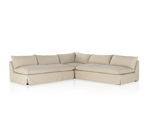 Grant Slipcover 3Pc Sectional 114"- Antwerp Natural