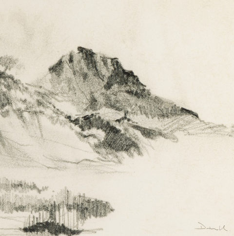 Land Sketch 2 by Dan Hobday - Rustic Walnut