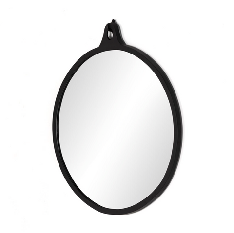 Hyde Round Mirror-Black Aluminum