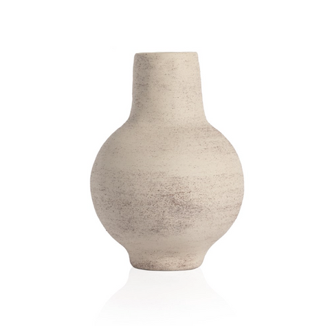 Arid Vase-Round - Distressed Cream