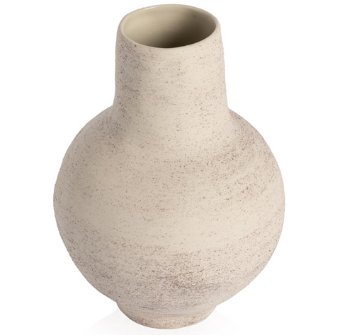Arid Vase-Round - Distressed Cream