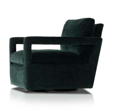 Olson Swivel Chair - Emerald Worn Velvet