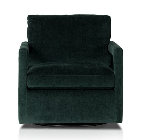 Olson Swivel Chair - Emerald Worn Velvet