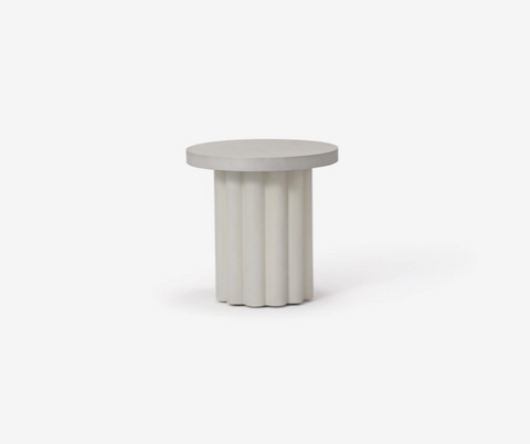 Sculptural Fluted End Table - White