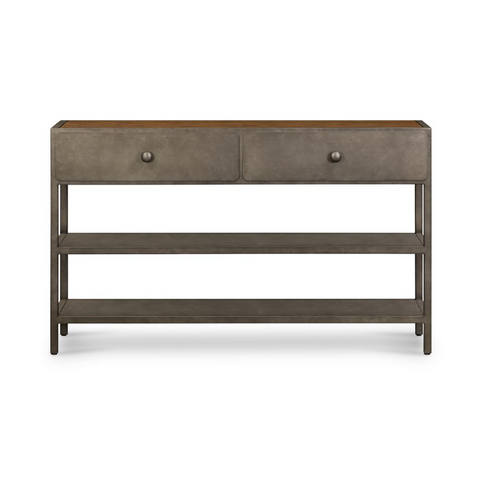 Rustic Reclaimed Console Table - Antique Zinc