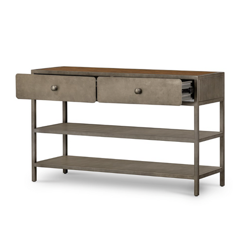 Rustic Reclaimed Console Table - Antique Zinc