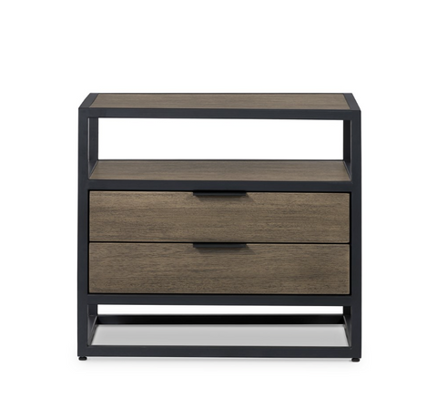 Oxford 2 Drawer Nightstand- Brushed Charcoal