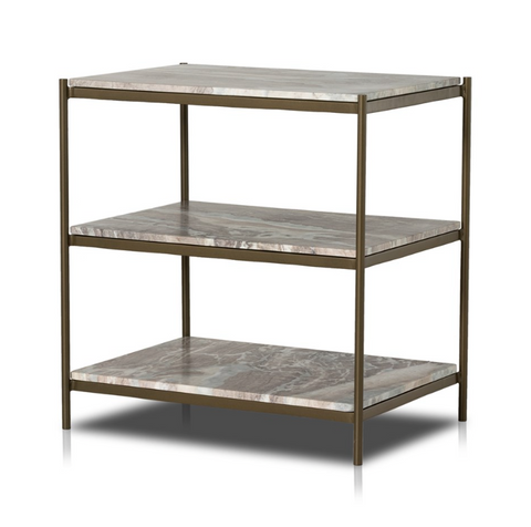 Felix Nightstand- Antique Brass w/ Canyon Marble