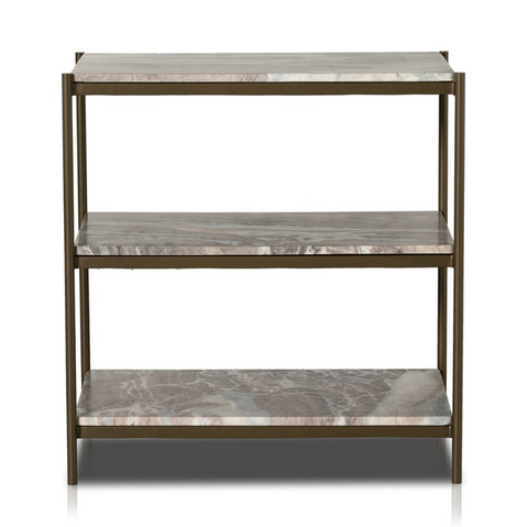 Felix Nightstand- Antique Brass w/ Canyon Marble