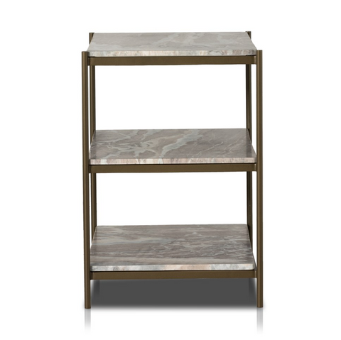 Felix Nightstand- Antique Brass w/ Canyon Marble