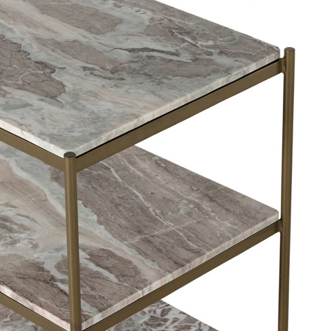 Felix Nightstand- Antique Brass w/ Canyon Marble