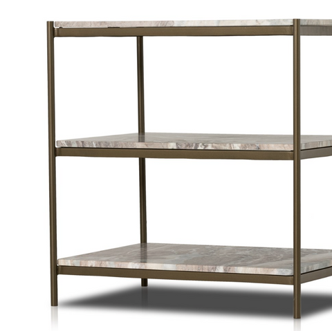 Felix Nightstand- Antique Brass w/ Canyon Marble