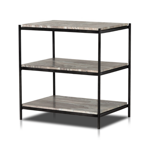 Felix Nightstand- Hammered Grey w/ Clear Powder Coat