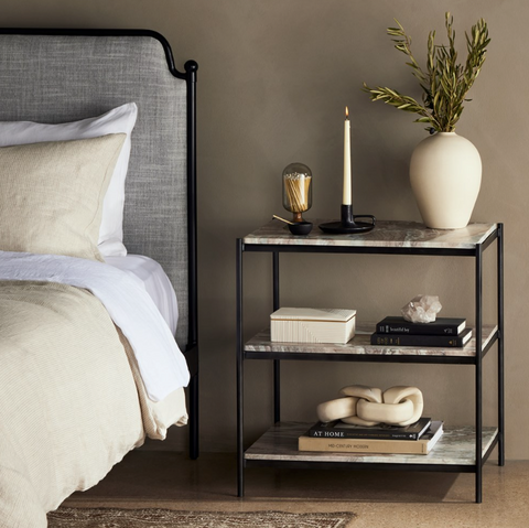 Felix Nightstand- Hammered Grey w/ Clear Powder Coat