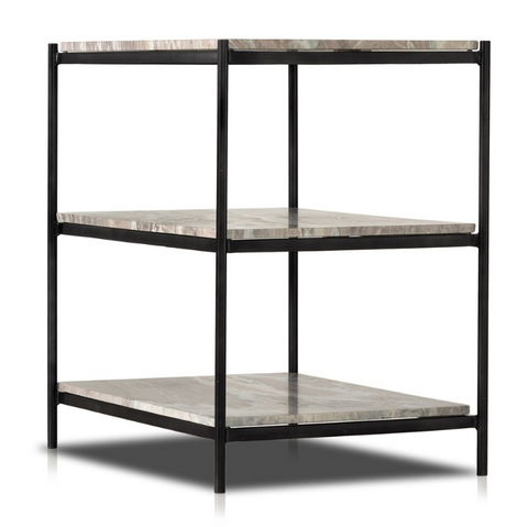 Felix Nightstand- Hammered Grey w/ Clear Powder Coat