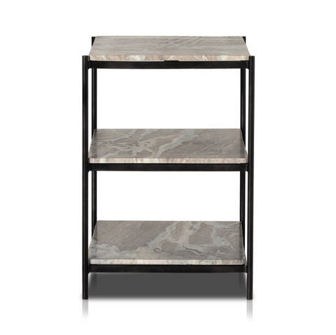 Felix Nightstand- Hammered Grey w/ Clear Powder Coat