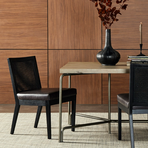 Antonia Cane Armless Dining Chair-Ebony Sonoma Black