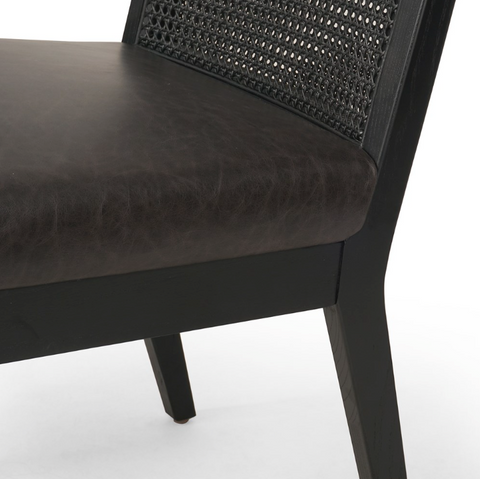 Antonia Cane Armless Dining Chair-Ebony Sonoma Black